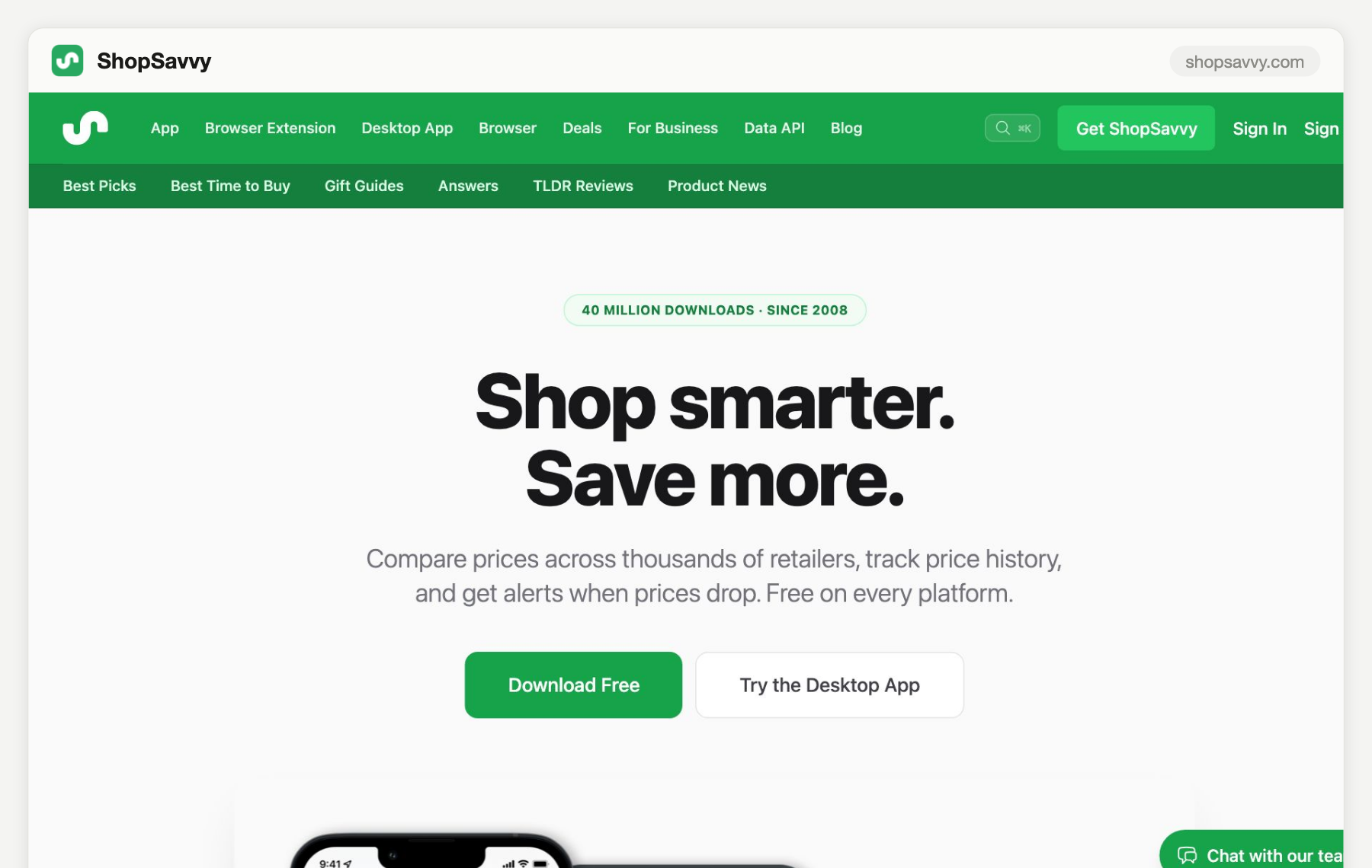 ShopSavvy homepage screenshot, August 2026
